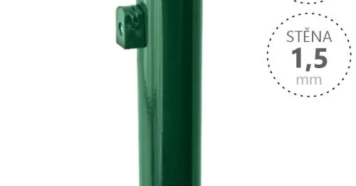 Plotové sloupky IDEAL lakované kulaté, průměr 38x2600x1,5 Zn zelené se zelenou krytkou a úchytem Aktuální