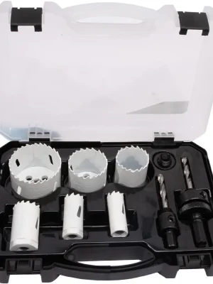 XTLINE Sada vykružovacích bimetalových korunek 9 dílů | 19-57 mm, plastový box Omezená Nabídka