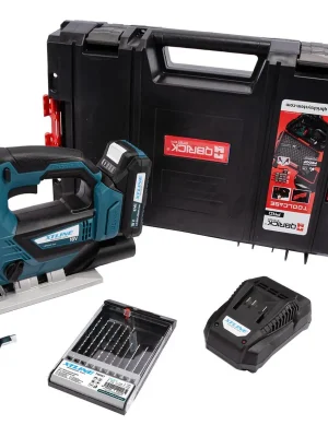 XTLINE Aku přímočará pila bezuhlíková 18 V + baterie 2.0 Ah + nabíječka 2.4 A + pilové plátky + box Pouze Dnes