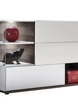 Akce 36XE+Komoda Sb Silk 120cm Bílý/Perla Elm/Bílý Lesk