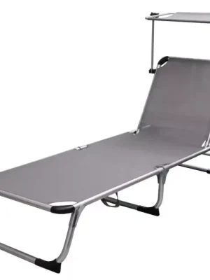 Aktuální Zahradní lehátko se stříškou šedé